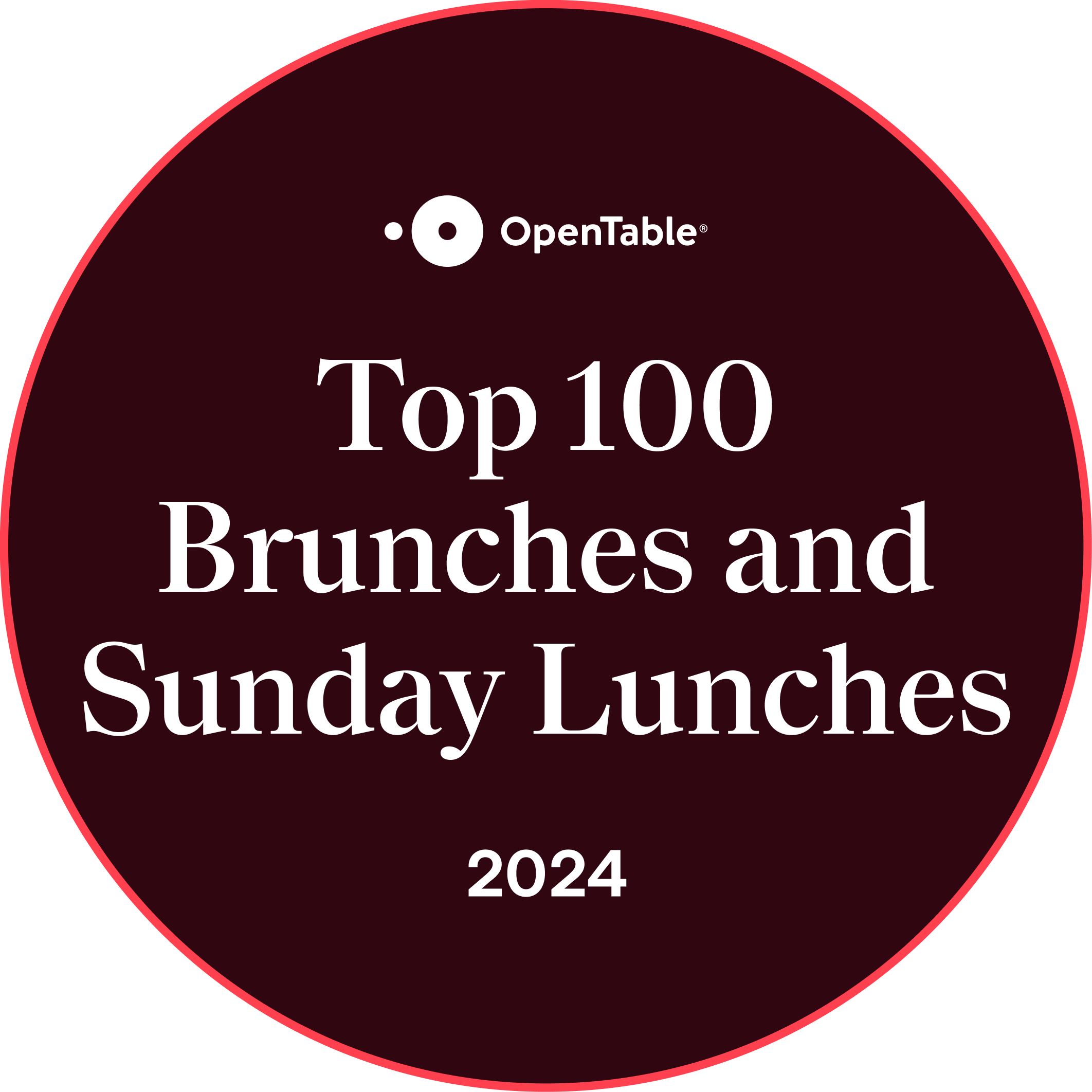 OpenTable Top 100 Brunches and Sunday Lunches 2024 Badge